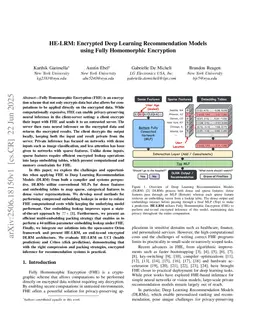 HE-LRM: Encrypted Deep Learning Recommendation Models using Fully Homomorphic Encryption