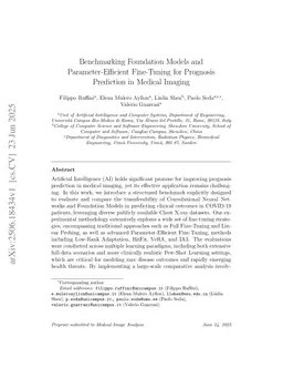 Benchmarking Foundation Models and Parameter-Efficient Fine-Tuning for Prognosis Prediction in Medical Imaging