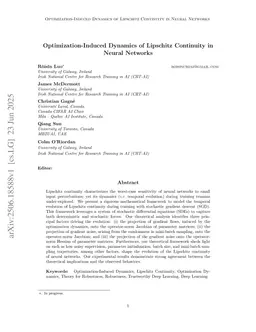 Optimization-Induced Dynamics of Lipschitz Continuity in Neural Networks