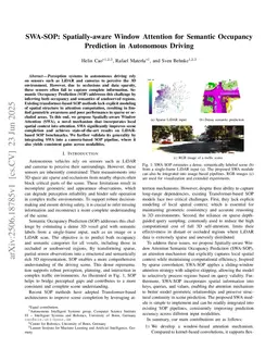 SWA-SOP: Spatially-aware Window Attention for Semantic Occupancy Prediction in Autonomous Driving