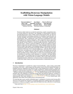 Scaffolding Dexterous Manipulation with Vision-Language Models