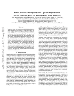 Robust Behavior Cloning Via Global Lipschitz Regularization