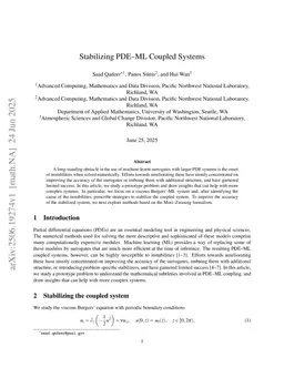 Stabilizing PDE--ML coupled systems