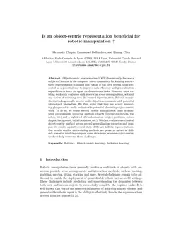 Is an object-centric representation beneficial for robotic manipulation ?