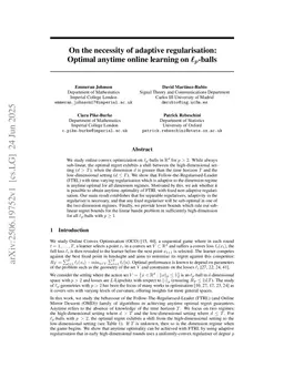 On the necessity of adaptive regularisation:Optimal anytime online learning on $\boldsymbol{\ell_p}$-balls