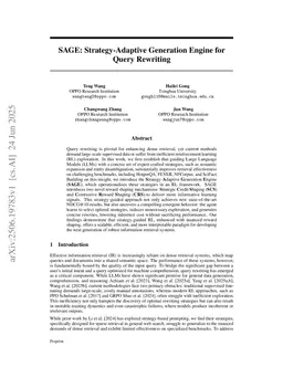 SAGE: Strategy-Adaptive Generation Engine for Query Rewriting