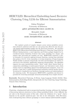 HERCULES: Hierarchical Embedding-based Recursive Clustering Using LLMs for Efficient Summarization