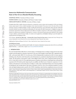 Immersive Multimedia Communication: State-of-the-Art on eXtended Reality Streaming