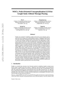 NOCL: Node-Oriented Conceptualization LLM for Graph Tasks without Message Passing