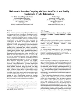 Multimodal Emotion Coupling via Speech-to-Facial and Bodily Gestures in Dyadic Interaction