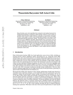 Wasserstein Barycenter Soft Actor-Critic