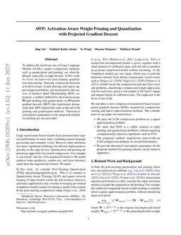 AWP: Activation-Aware Weight Pruning and Quantization with Projected Gradient Descent