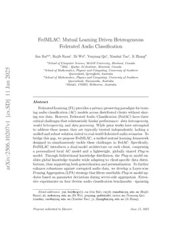 FedMLAC: Mutual Learning Driven Heterogeneous Federated Audio Classification