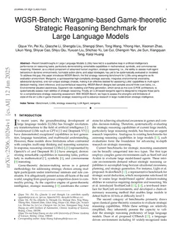 WGSR-Bench: Wargame-based Game-theoretic Strategic Reasoning Benchmark for Large Language Models