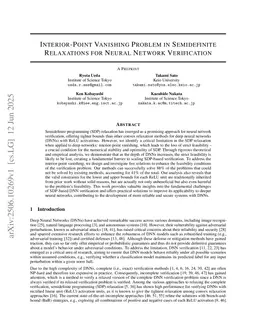 Interior-Point Vanishing Problem in Semidefinite Relaxations for Neural Network Verification
