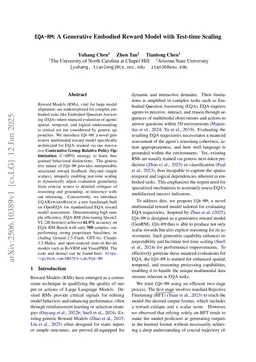 EQA-RM: A Generative Embodied Reward Model with Test-time Scaling