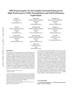 HPCTransCompile: An AI Compiler Generated Dataset for High-Performance CUDA Transpilation and LLM Preliminary Exploration
