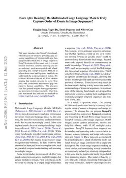 Burn After Reading: Do Multimodal Large Language Models Truly Capture Order of Events in Image Sequences?