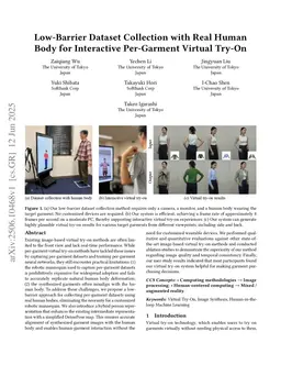 Low-Barrier Dataset Collection with Real Human Body for Interactive Per-Garment Virtual Try-On