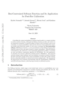 Box-Constrained Softmax Function and Its Application for Post-Hoc Calibration