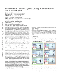 Transformer IMU Calibrator: Dynamic On-body IMU Calibration for Inertial Motion Capture