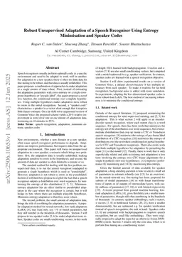 Robust Unsupervised Adaptation of a Speech Recogniser Using Entropy Minimisation and Speaker Codes