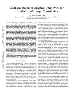 SNR and Resource Adaptive Deep JSCC for Distributed IoT Image Classification