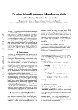 Formalising Software Requirements using Large Language Models