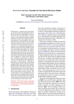 FASCIST-O-METER: Classifier for Neo-fascist Discourse Online