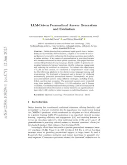 LLM-Driven Personalized Answer Generation and Evaluation
