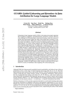 GUARD: Guided Unlearning and Retention via Data Attribution for Large Language Models