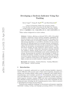 Developing a Dyslexia Indicator Using Eye Tracking