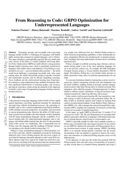 From Reasoning to Code: GRPO Optimization for Underrepresented Languages