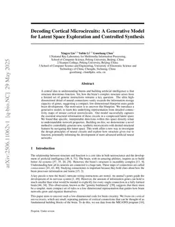 Decoding Cortical Microcircuits: A Generative Model for Latent Space Exploration and Controlled Synthesis