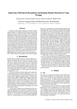 Improving Child Speech Recognition and Reading Mistake Detection by Using Prompts