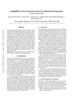 Intelligibility of Text-to-Speech Systems for Mathematical Expressions