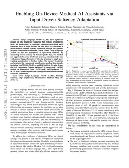 Enabling On-Device Medical AI Assistants via Input-Driven Saliency Adaptation