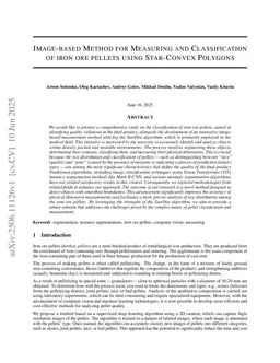 Image-Based Method For Measuring And Classification Of Iron Ore Pellets Using Star-Convex Polygons