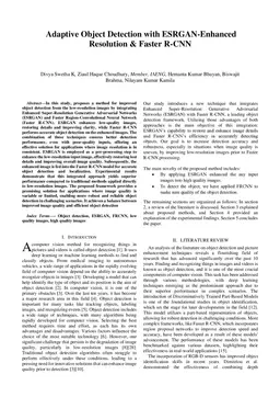 Adaptive Object Detection with ESRGAN-Enhanced Resolution & Faster R-CNN