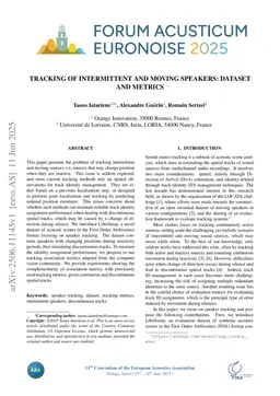 Tracking of Intermittent and Moving Speakers : Dataset and Metrics