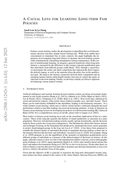 A Causal Lens for Learning Long-term Fair Policies
