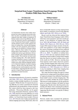 Surprisal from Larger Transformer-based Language Models Predicts fMRI Data More Poorly
