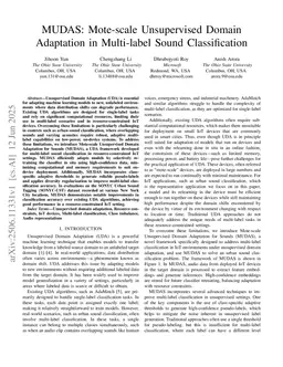 MUDAS: Mote-scale Unsupervised Domain Adaptation in Multi-label Sound Classification