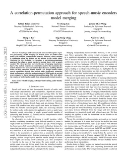 A correlation-permutation approach for speech-music encoders model merging