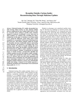 Byzantine Outside, Curious Inside: Reconstructing Data Through Malicious Updates