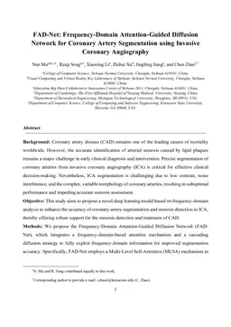 FAD-Net: Frequency-Domain Attention-Guided Diffusion Network for Coronary Artery Segmentation using Invasive Coronary Angiography