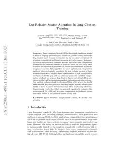 Lag-Relative Sparse Attention In Long Context Training
