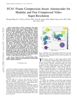 FCA2: Frame Compression-Aware Autoencoder for Modular and Fast Compressed Video Super-Resolution