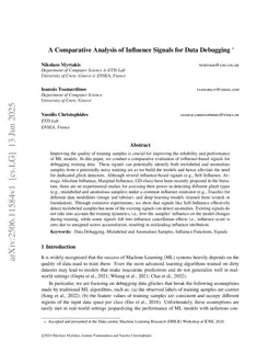 A Comparative Analysis of Influence Signals for Data Debugging