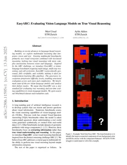EasyARC: Evaluating Vision Language Models on True Visual Reasoning